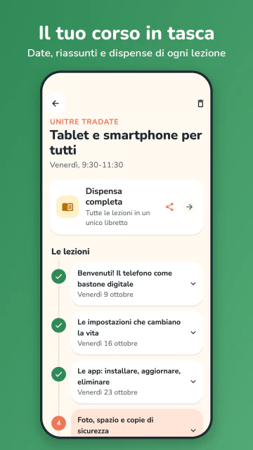 Un corso: date degli incontri, riassunti e dispense