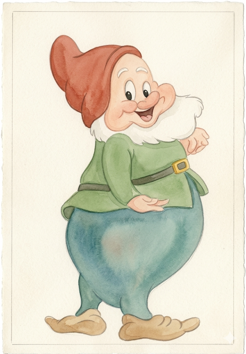 La versione del nanetto trasformata con l&rsquo;intelligenza artificiale, mantenendo il tratto e i colori dell&rsquo;originale.